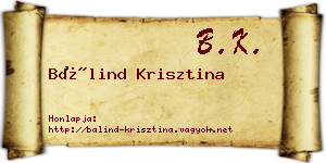 Bálind Krisztina névjegykártya